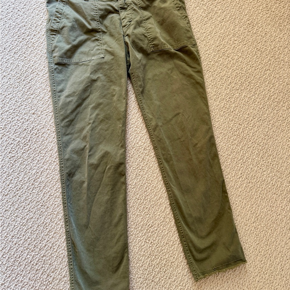 Nili Lotan Jenna khaki green utility pants raw hem